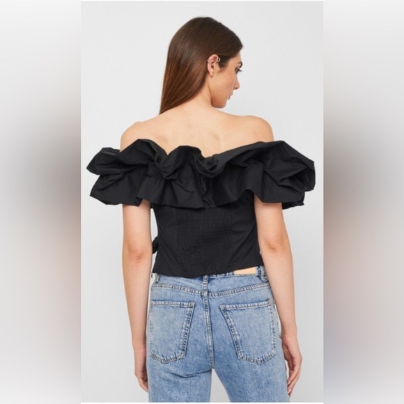 Zara Women Voluminous Poplin Top Black - Picture 9 of 11